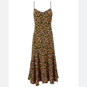 Ganni Floral Print Silk Slip Dress